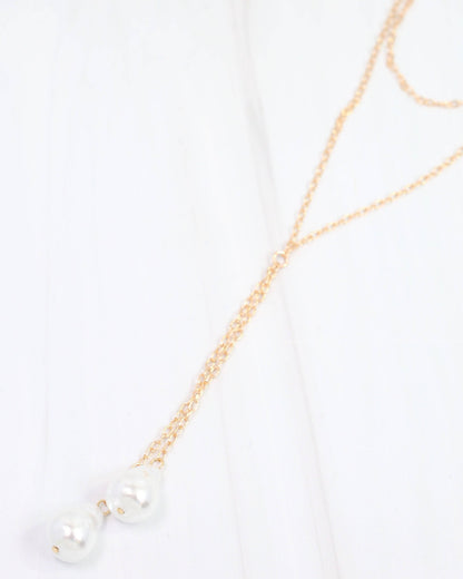 Ashmore Baroque Pearl Y Necklace Gold