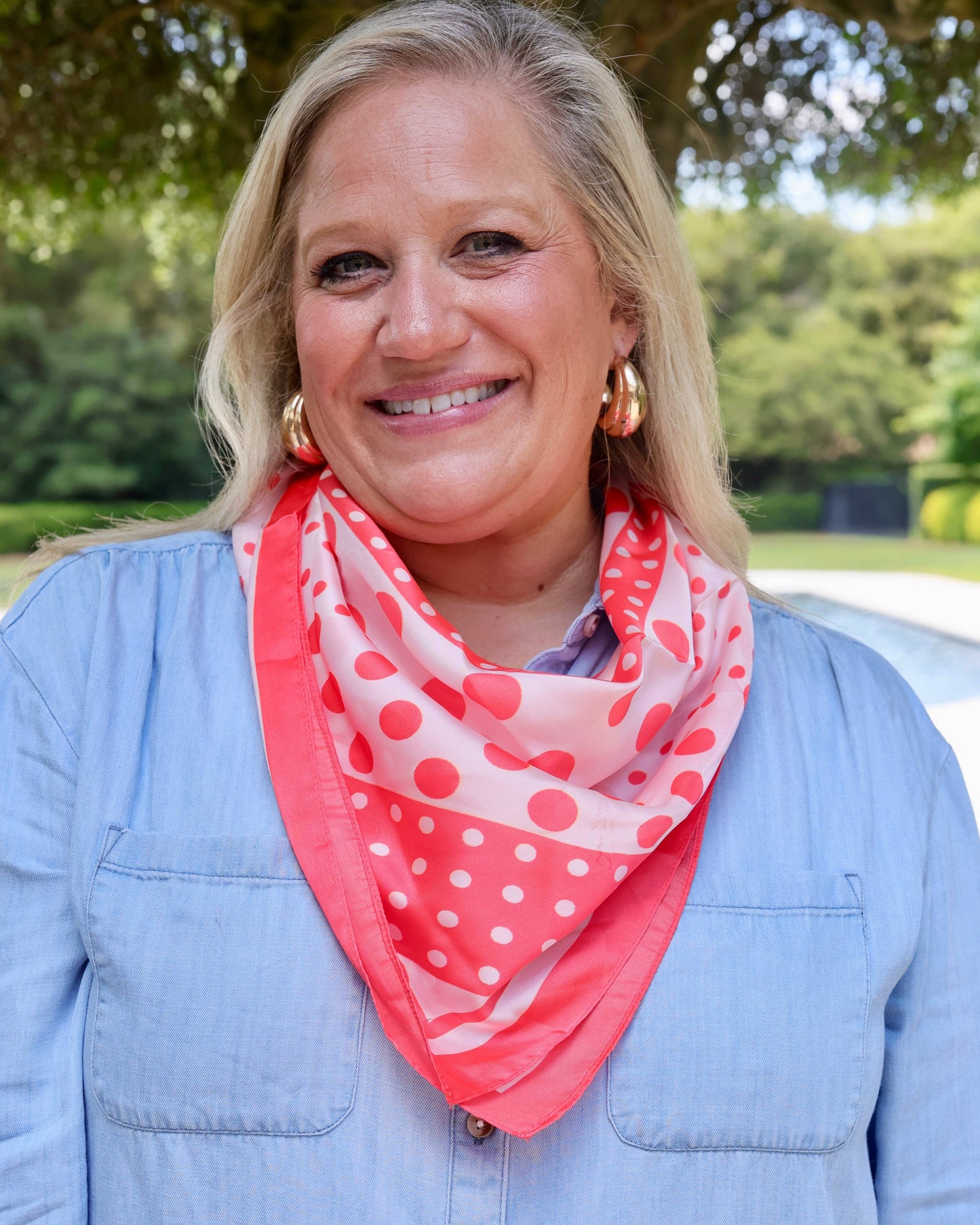 Lula Polka Dot Scarf Coral