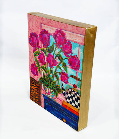 Tulips and Checks - Art Painting