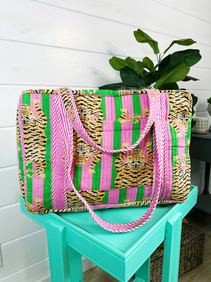Pink & Green Tiger Duffle