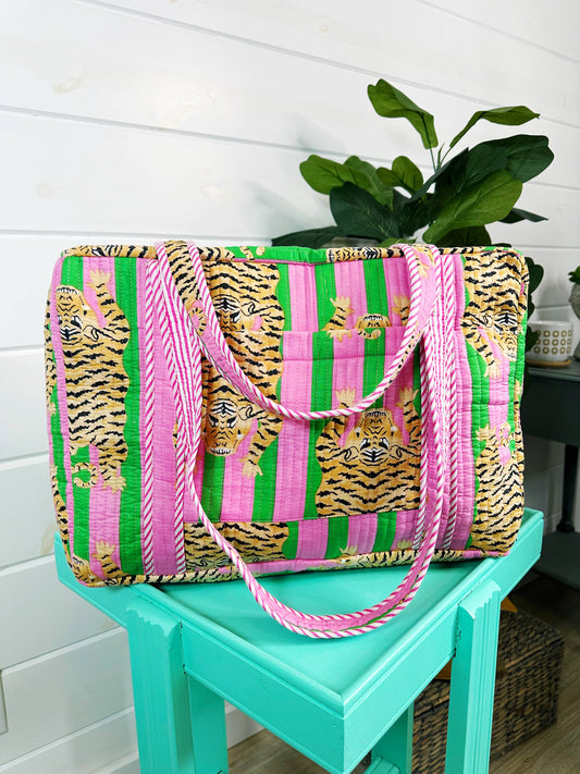 Pink & Green Tiger Duffle