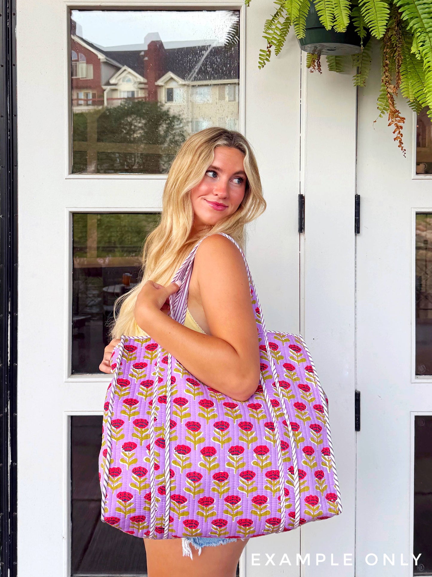 Tote Bags Quilted | Large Travel Tote | Pink Red Tiger Print