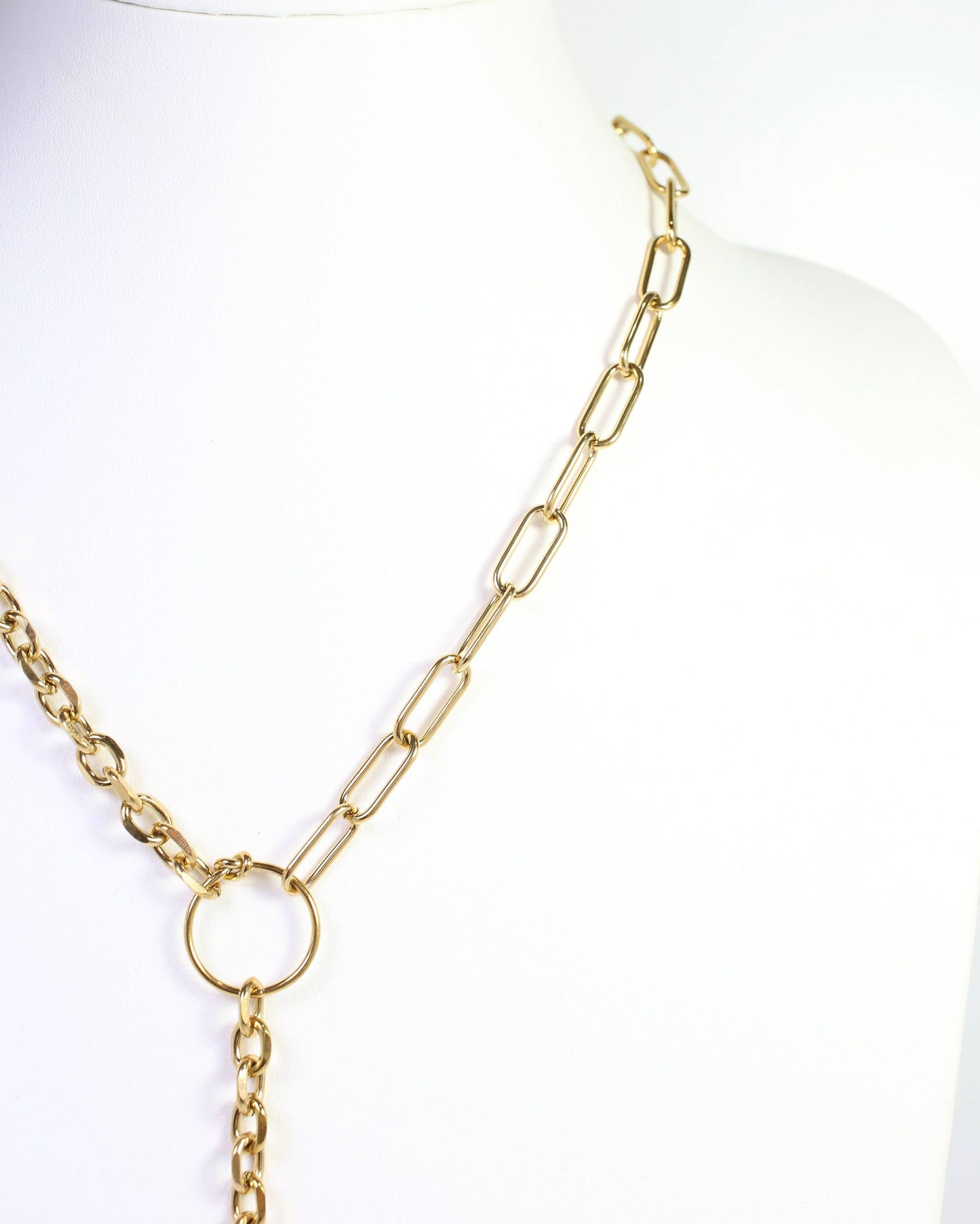 Corina Asymmetric Link Y Necklace WP Gold