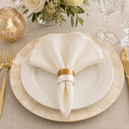 Gold and White Capiz Napkin Ring