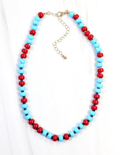 Ellison Stone Necklace Powder Blue Red