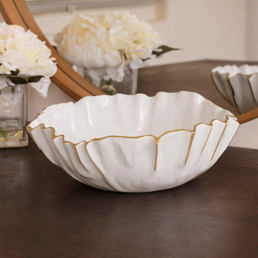 Mystic Medium Round Bowl (White & Gold)