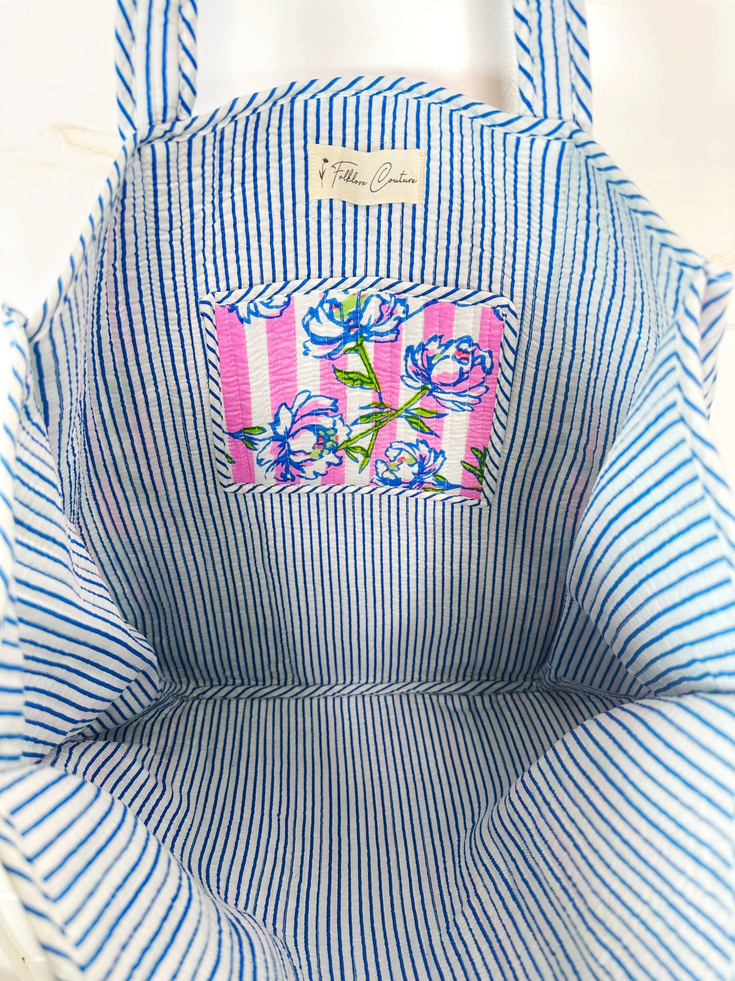 Peony Pink Stripe Tote