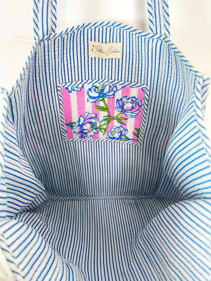 Peony Pink Stripe Tote