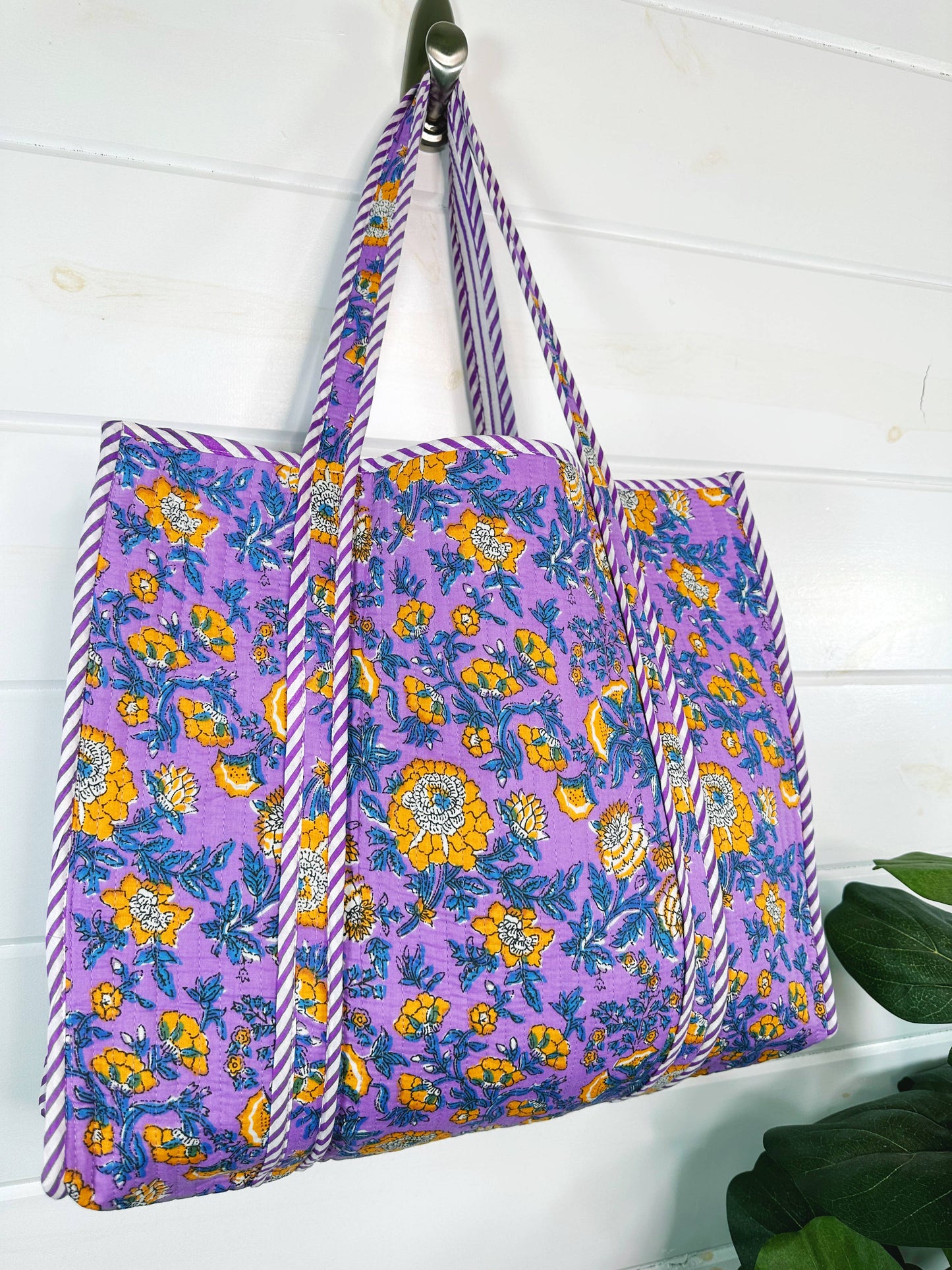Quilted Purple & Yellow Tote