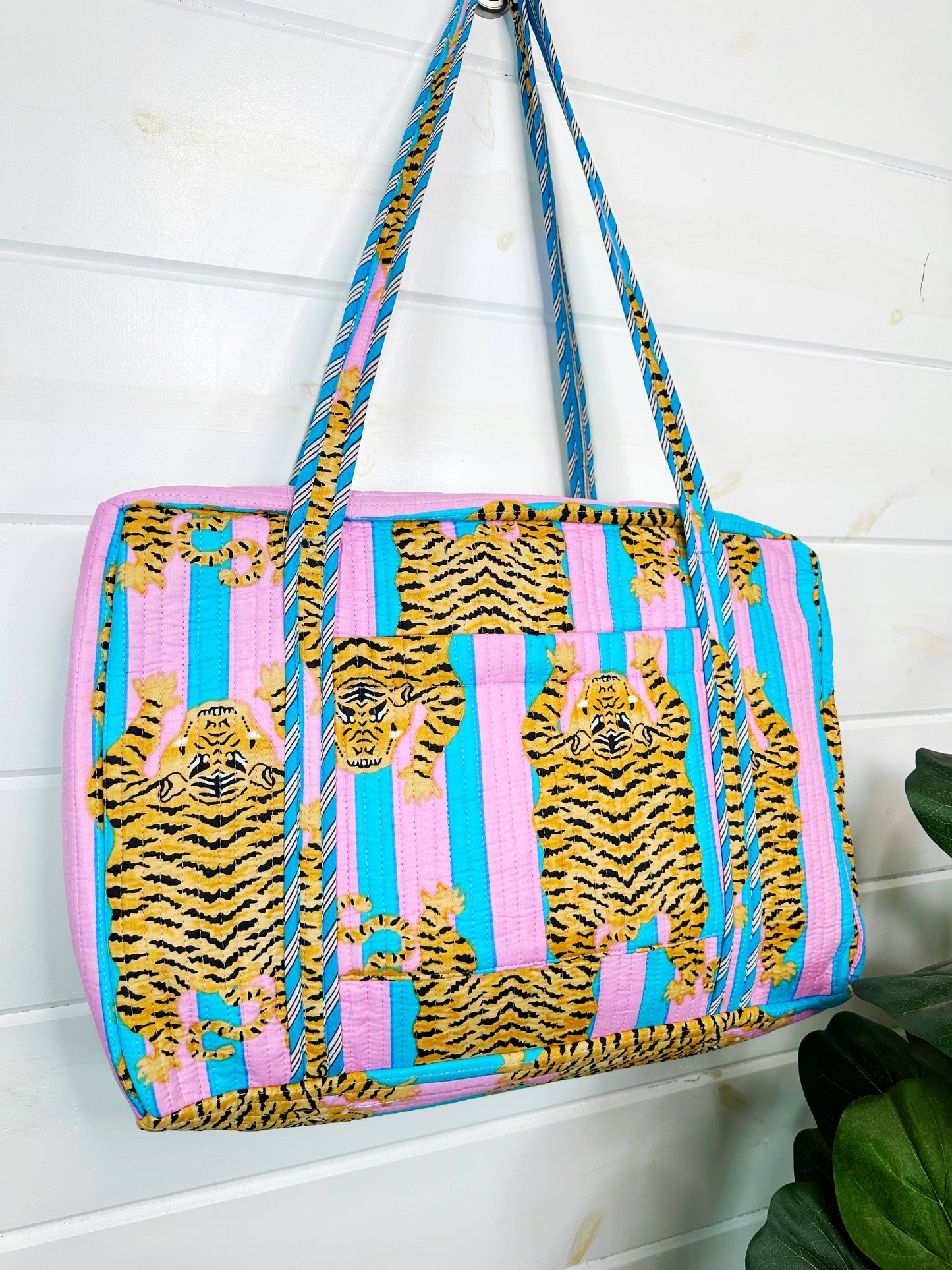 Handmade Quilted Duffle Bag - Cotton Candy Tiger Weekender