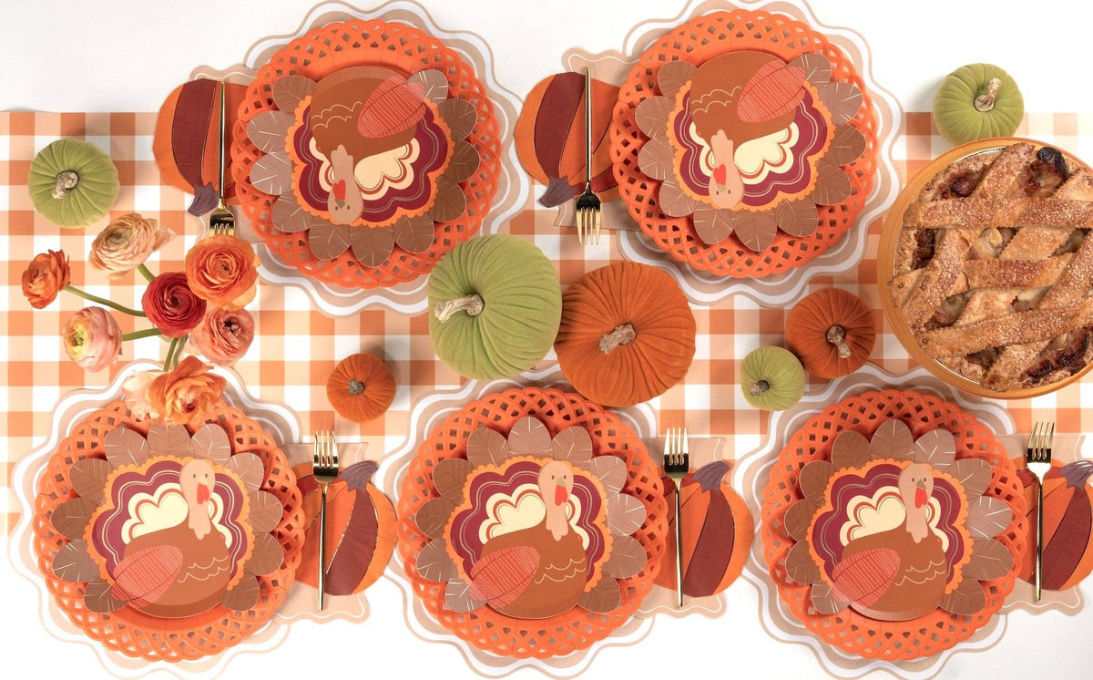Orange Basketweave Dinner Plates