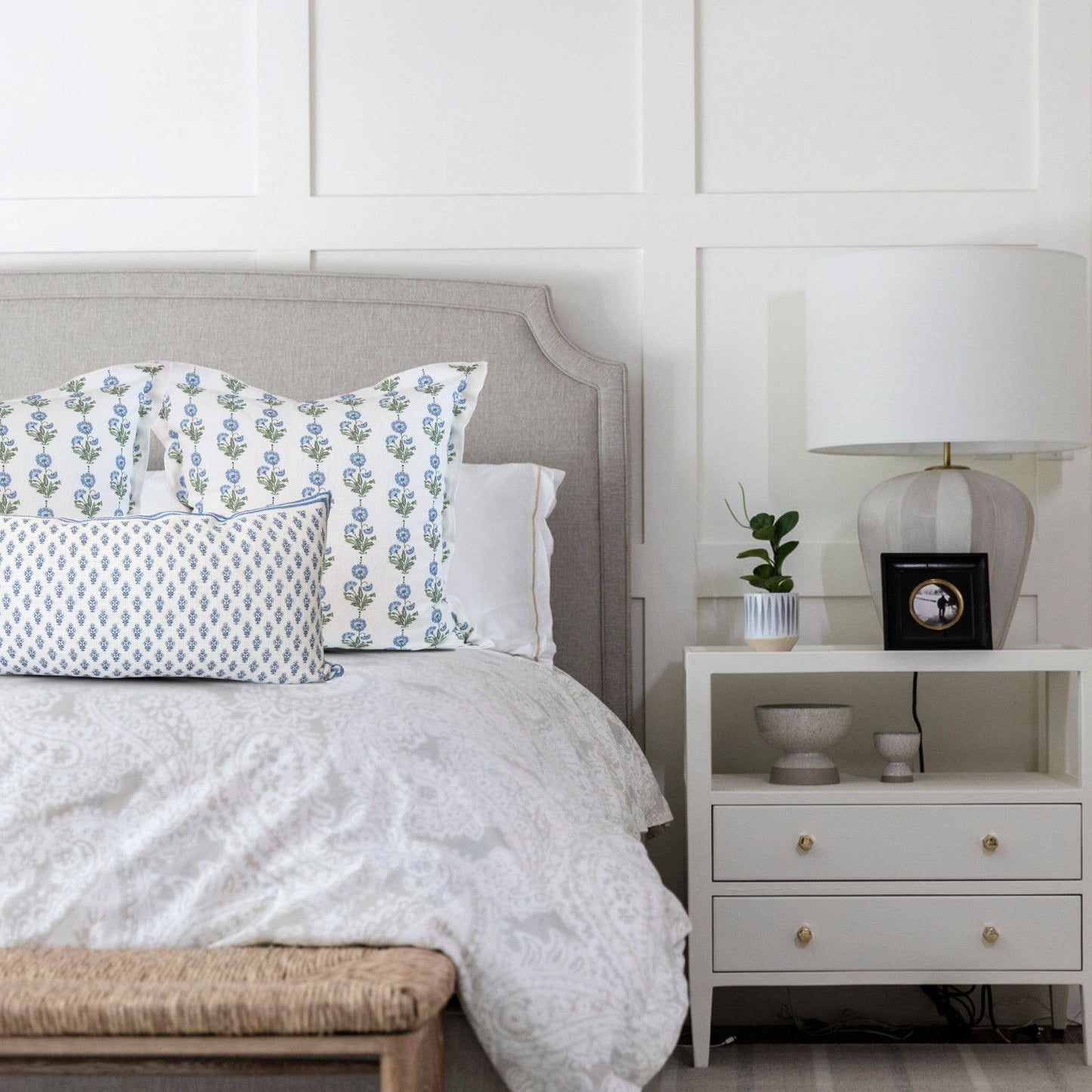 Amalthea Blue Linen Square Pillow