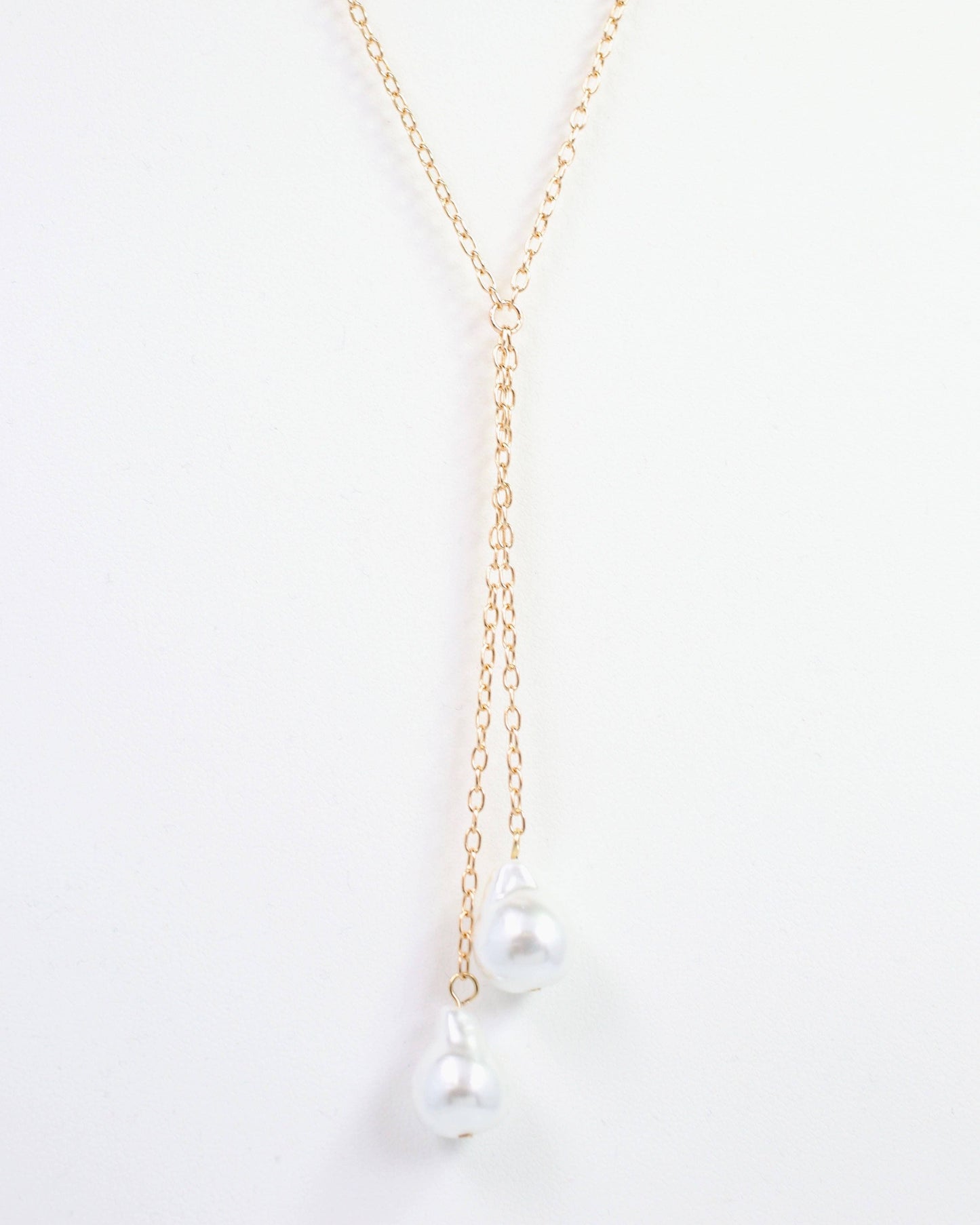 Ashmore Baroque Pearl Y Necklace Gold