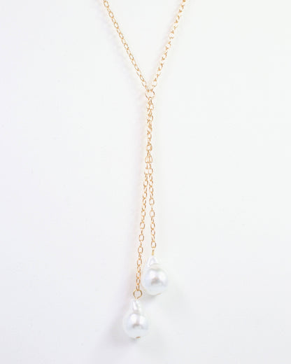 Ashmore Baroque Pearl Y Necklace Gold