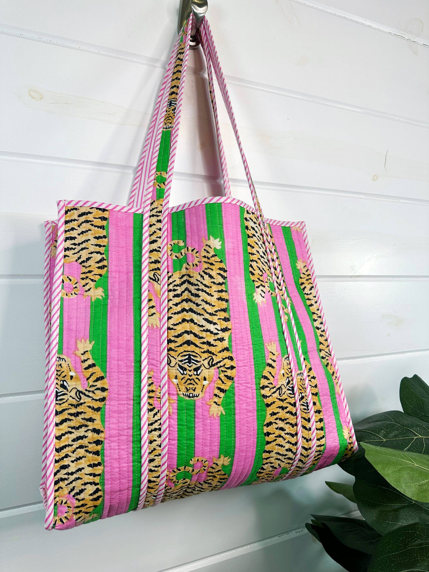 Pink & Green Tiger Tote