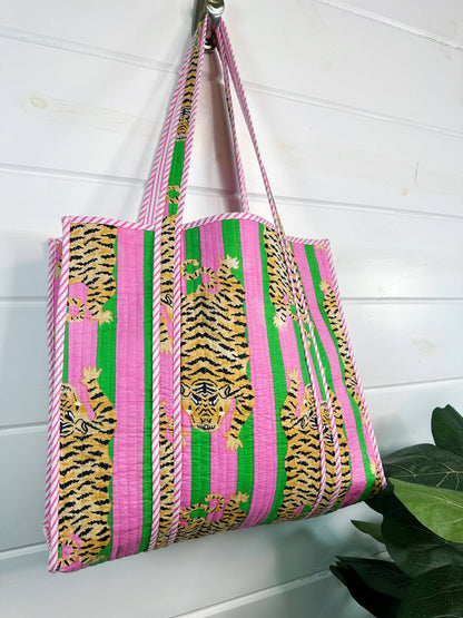 Pink & Green Tiger Tote