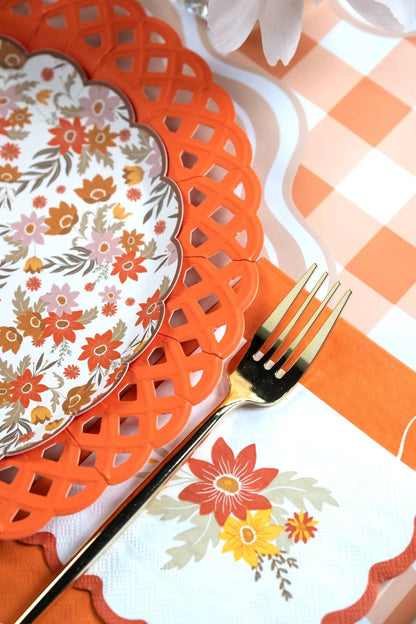 Orange Basketweave Dinner Plates
