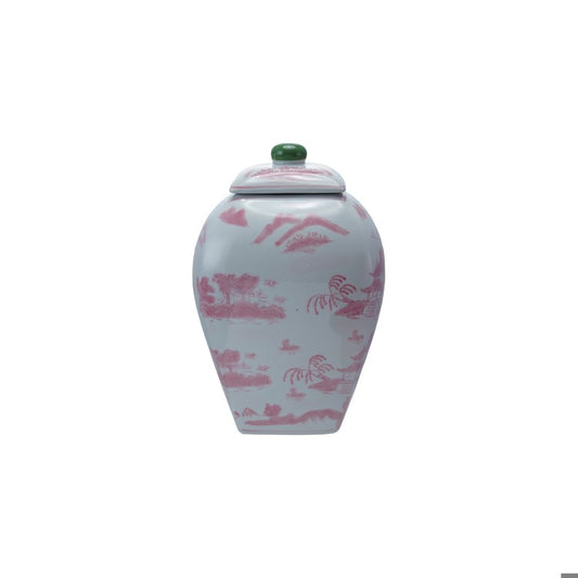Pink Landscape Ginger Jar