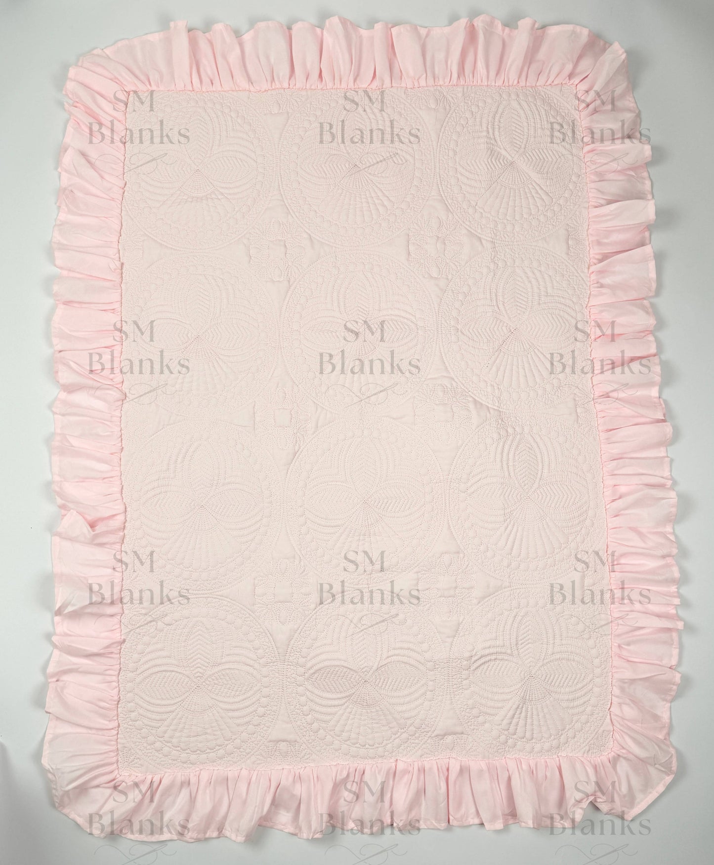 Light Pink Ruffle Heirloom Quilt