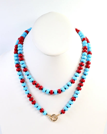 Ellison Stone Necklace Powder Blue Red
