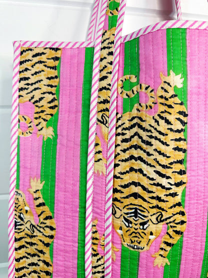 Pink & Green Tiger Tote