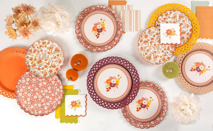 Orange Basketweave Dinner Plates