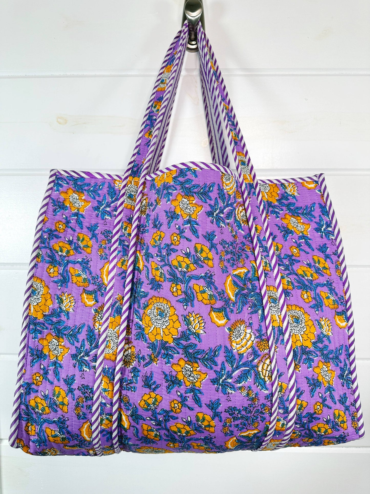 Quilted Purple & Yellow Tote