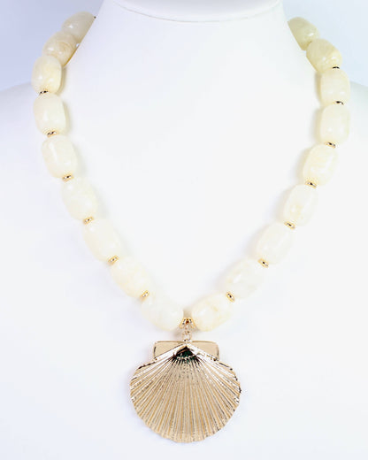 Bega Marble Beaded Shell Necklace Ivory