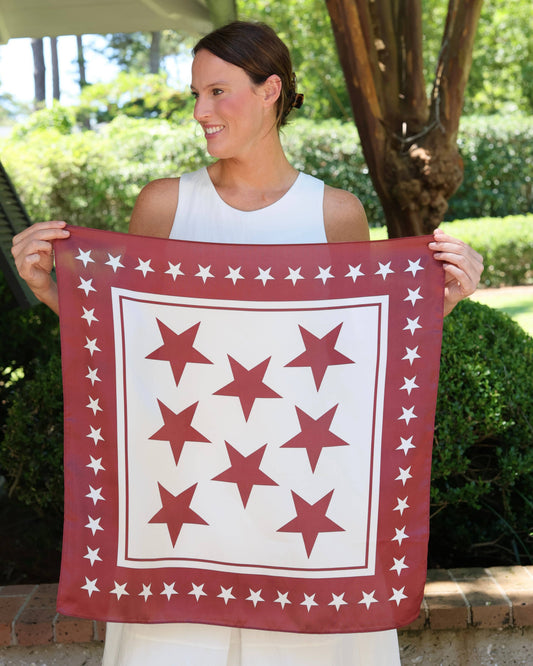 Fitzgerald Star Scarf Medium Maroon White