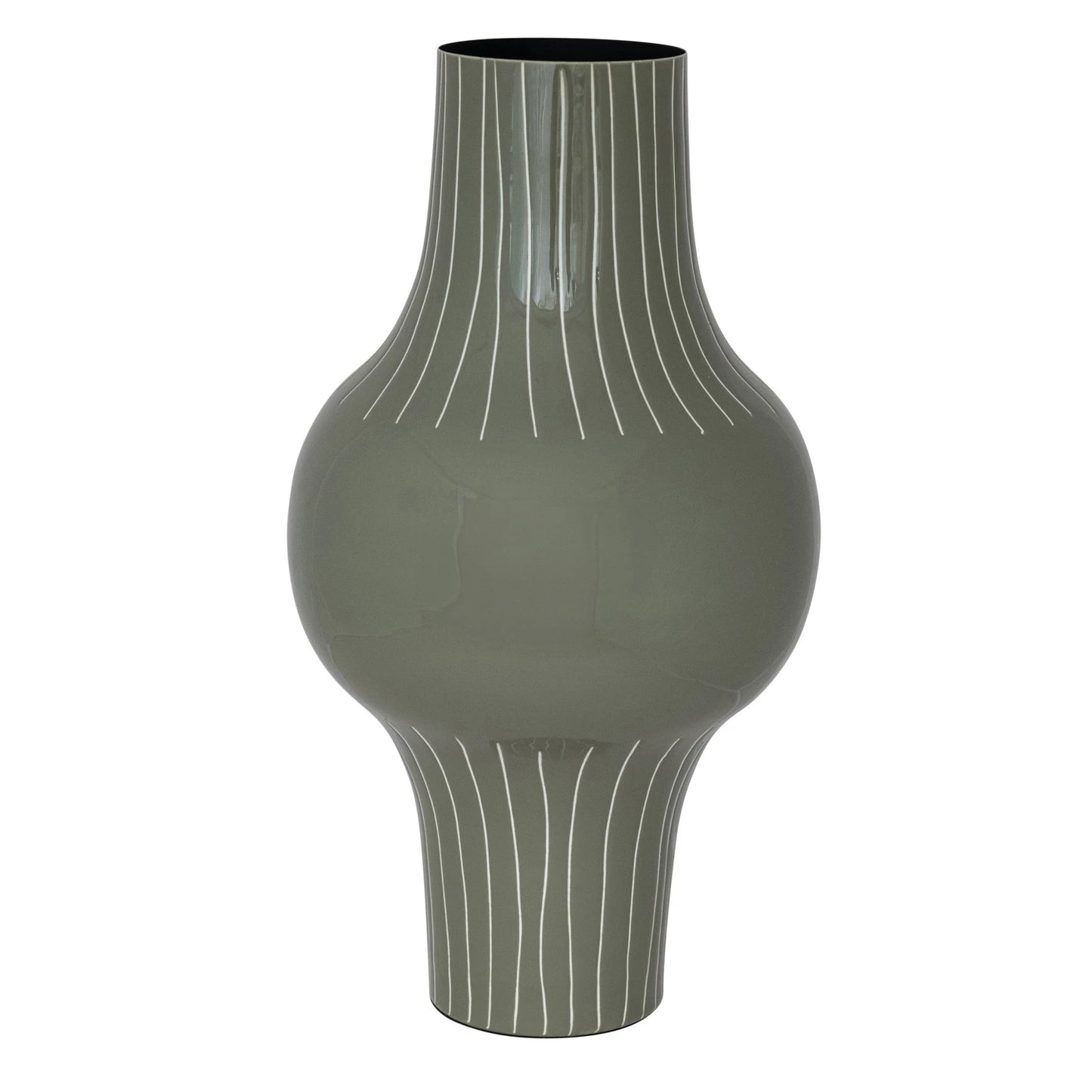 Enameled Metal Indoor/Outdoor Striped Vase