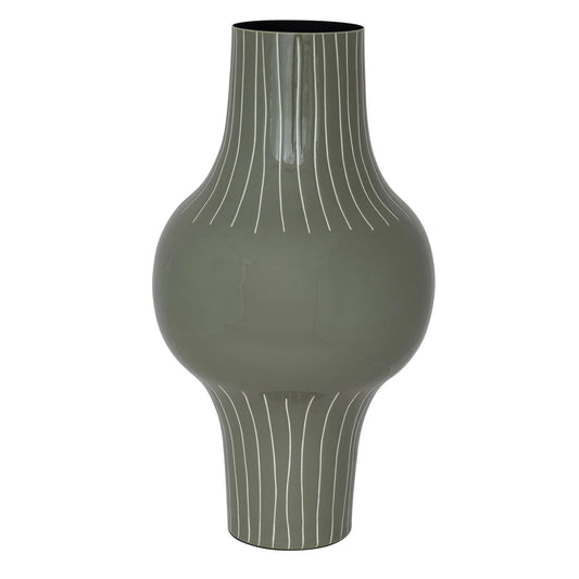 Enameled Metal Indoor/Outdoor Striped Vase