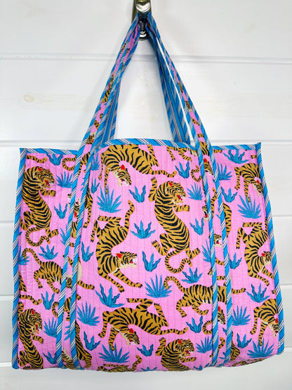 Hot Pink & Blue Tiger Tote