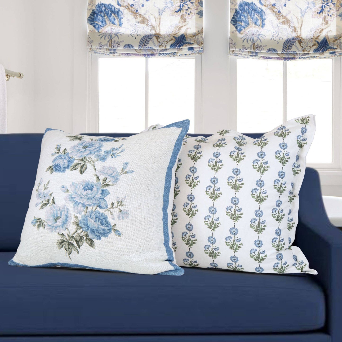 Amalthea Blue Linen Square Pillow