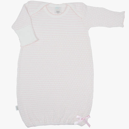 Paty Knit Overlap Shoulder Gown, (Pinstripe)