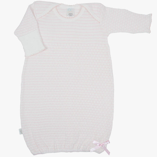 Paty Knit Overlap Shoulder Gown, (Pinstripe)