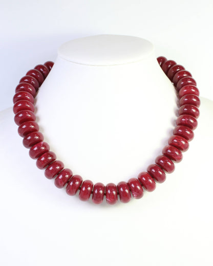 Pipestone Marble Beaded Necklace Burgundy