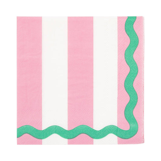 Pink & Green Stripes Cocktail Napkin