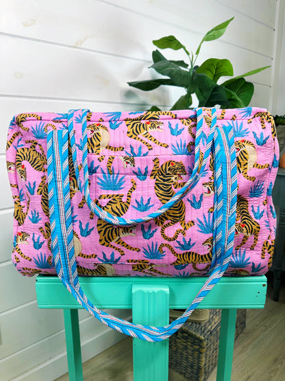 Pink & Blue Tiger Duffle