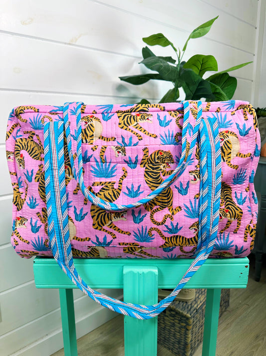 Pink & Blue Tiger Duffle