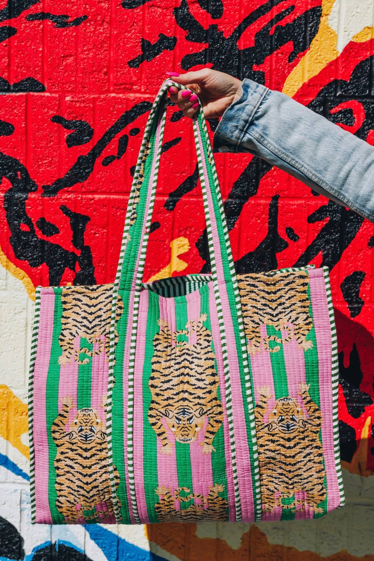 Pink & Green Tiger Tote