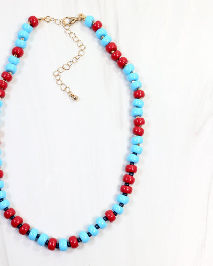 Ellison Stone Necklace Powder Blue Red