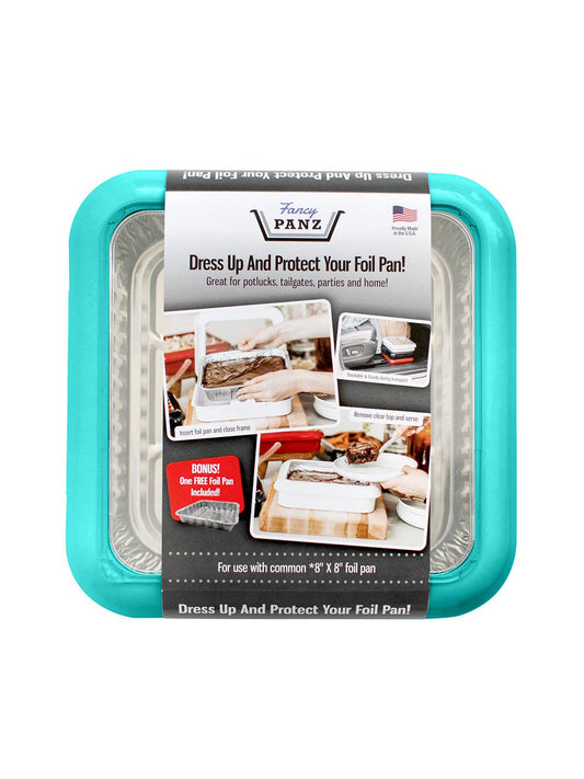 Square Set - 8 x 8 Foil Pan Carrier w/ Serving Spoon - Aqua