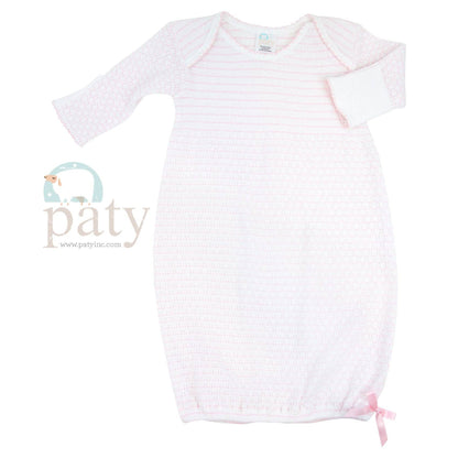 Paty Knit Overlap Shoulder Gown, (Pinstripe)
