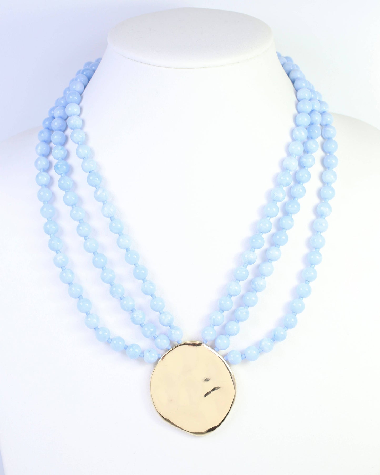 Kori Beaded Layered Necklace with Pendant Blue