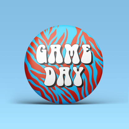 Blue & Red Zebra Game Day Button