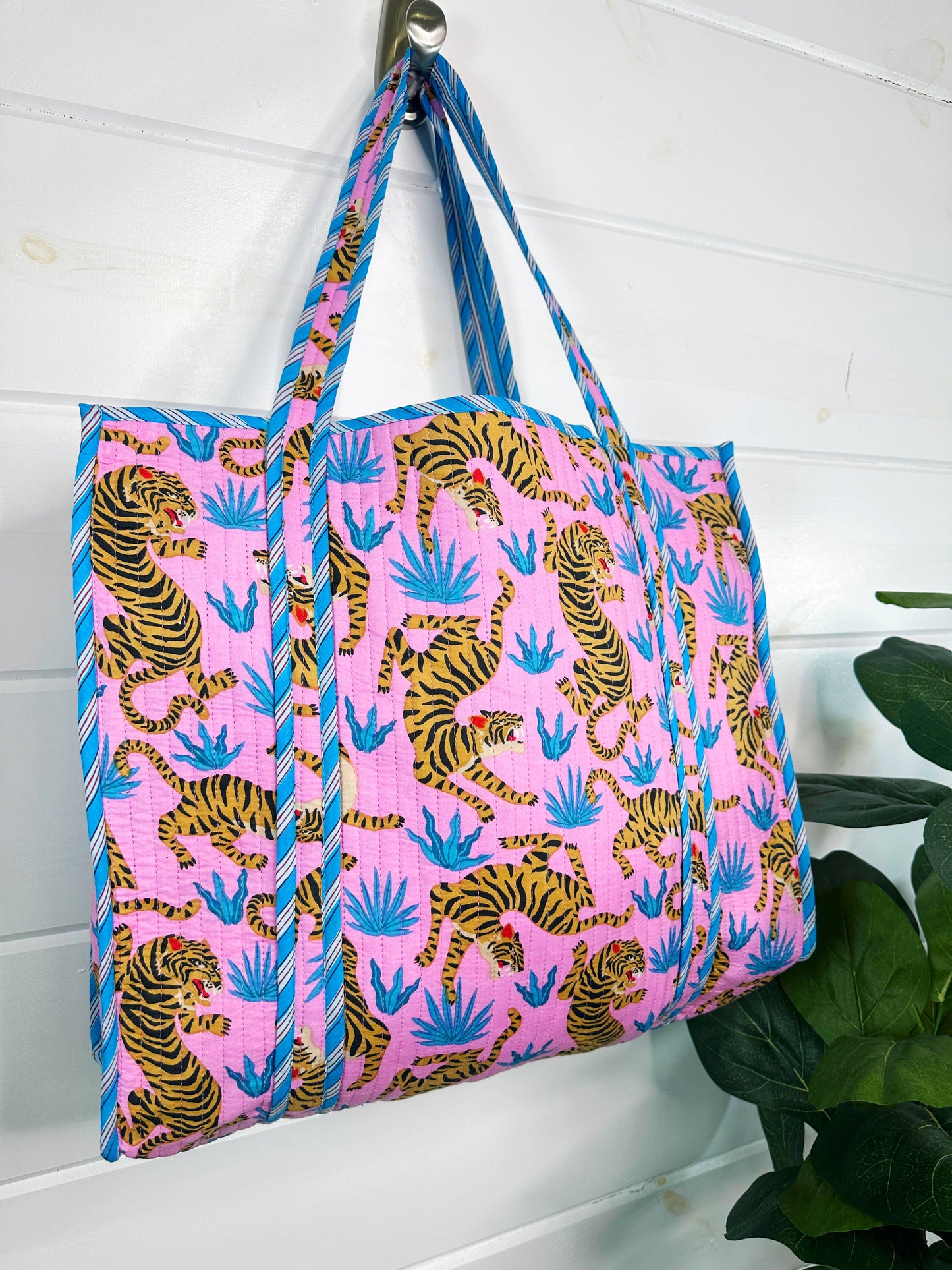 Hot Pink & Blue Tiger Tote