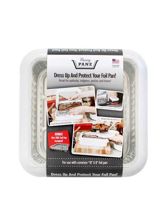 Square Set - 8 x 8 Foil Pan Carrier w/ Serving Spoon - White