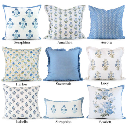 Harlow Blue Floral Garden Pillow