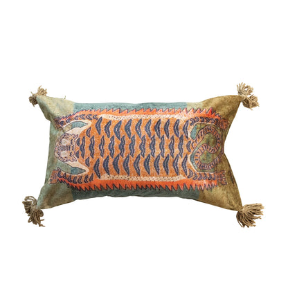 Tiger Velvet Printed Lumbar Pillow
