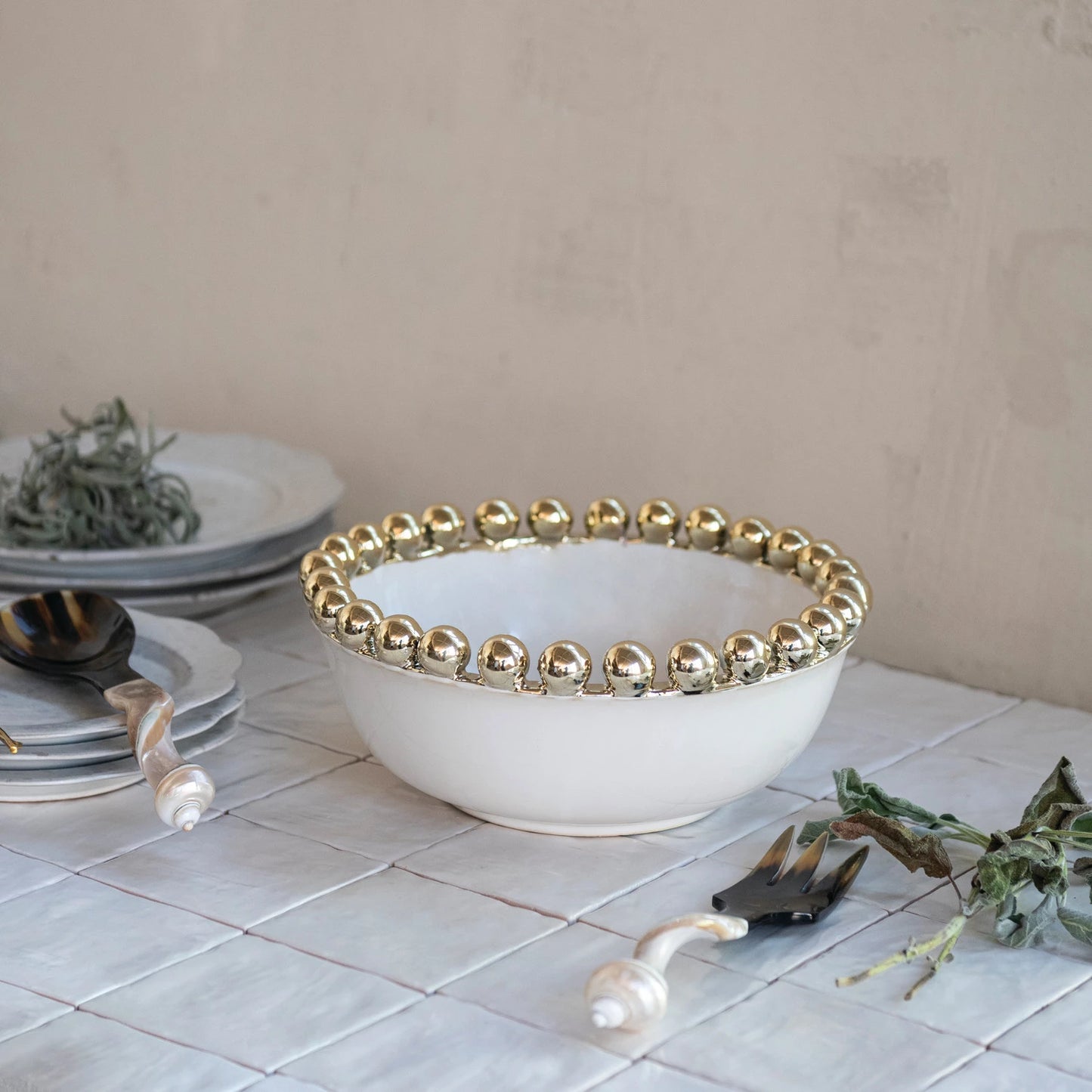 Gold-Electroplated Serving Bowl